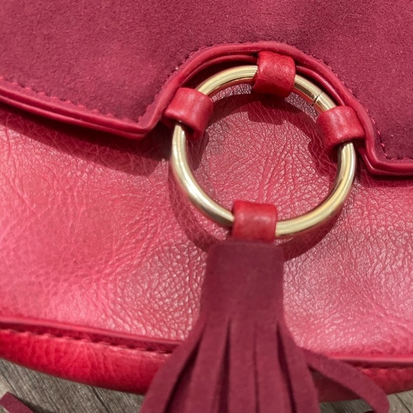 Saddle bag Medium Velvet Burgundy Wine red Bordeaux Brahmin Dior - Picture 12 of 14